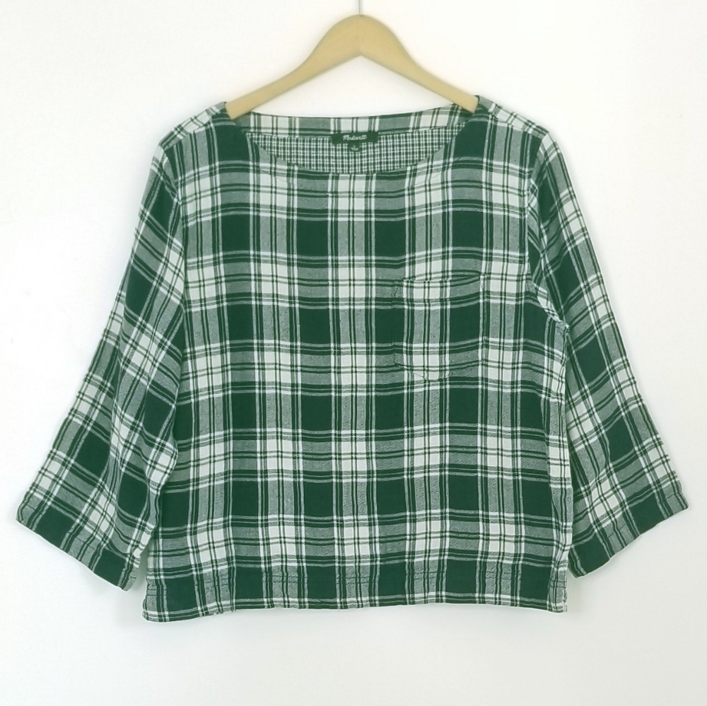 Madewell Plaid Flannel Popover Blouse